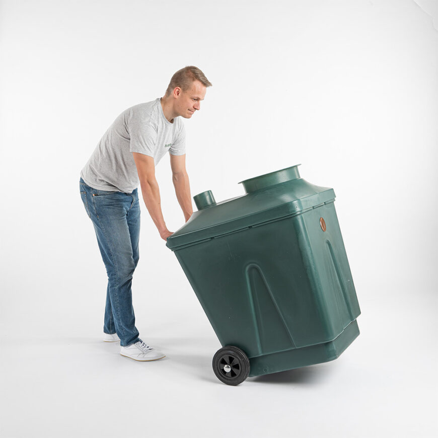 Green Toilet 300 moving with wheels