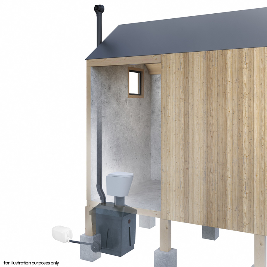 Green Toilet Lux perspective illustration image waterless toilet shop