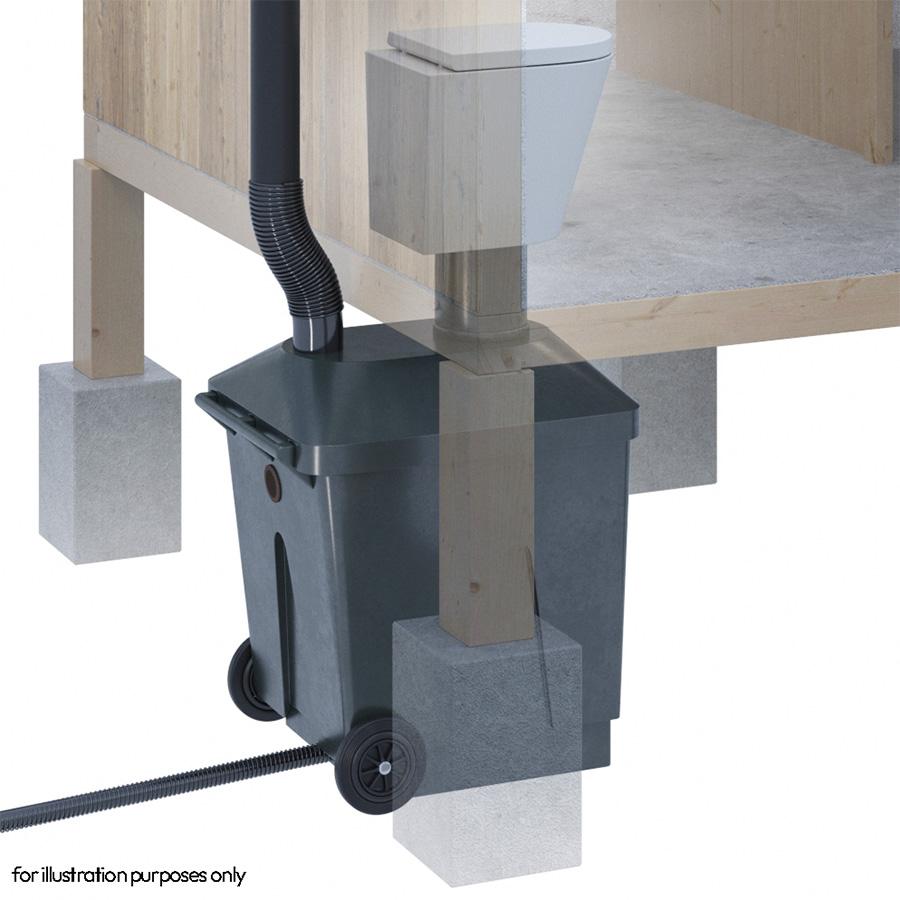 Green Toilet Lux perspective image waterless toilet shop illustration