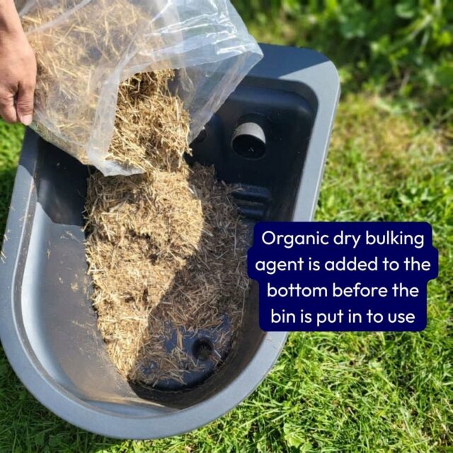 Organic dry bulking agent is added to the bottom before using