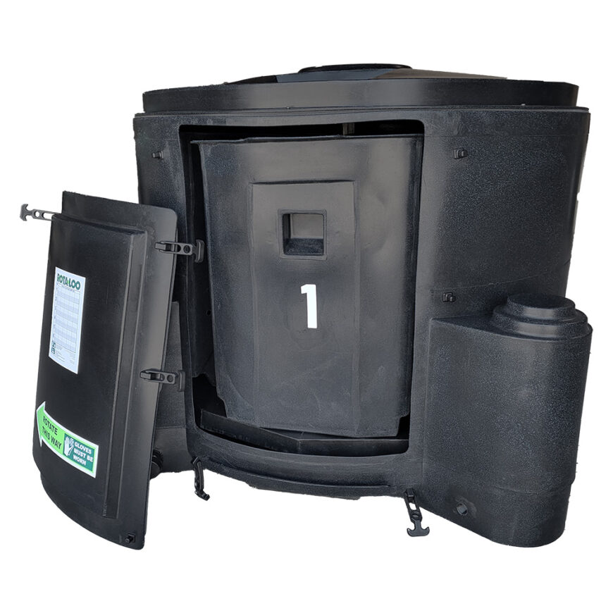Rota Loo 950 batch composting toilet hatch open