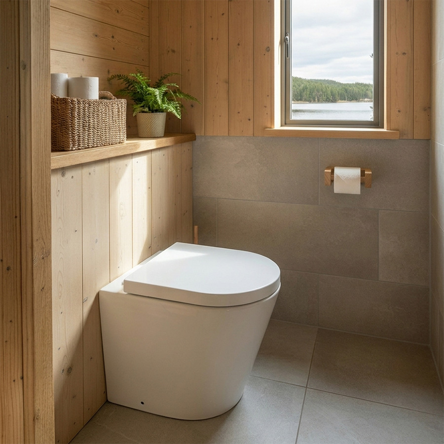 waterless toilet pedestal in off grid bathroom waterless toilet shop