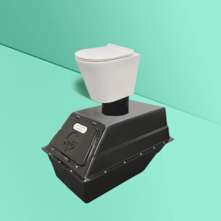 CF 4 continuous composting toilet with porcelain pedestal green background