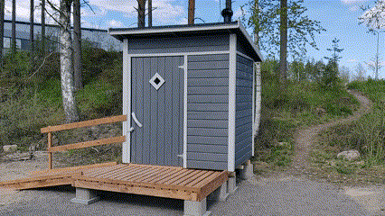 Green toilet 330 composting toilet on a beach outhouse