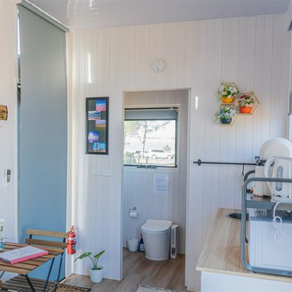 tiny house with composting toilet inside