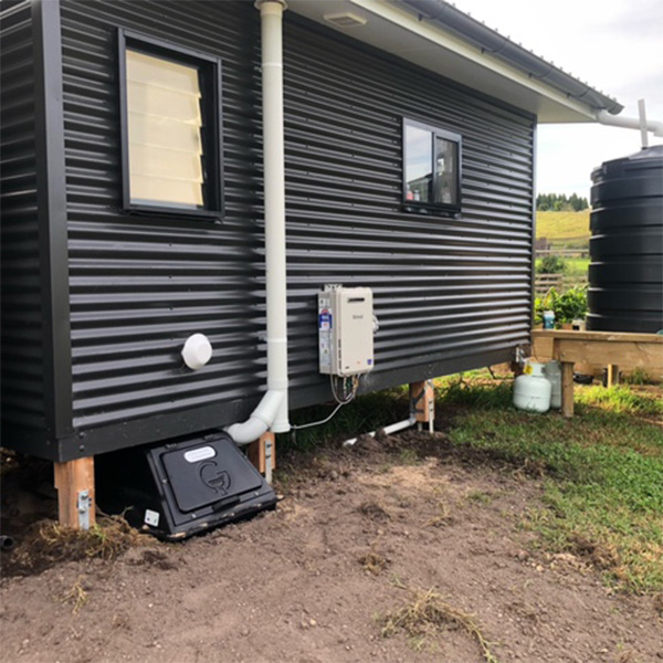 tiny house composting toilet external composting unit underneath the tiny house