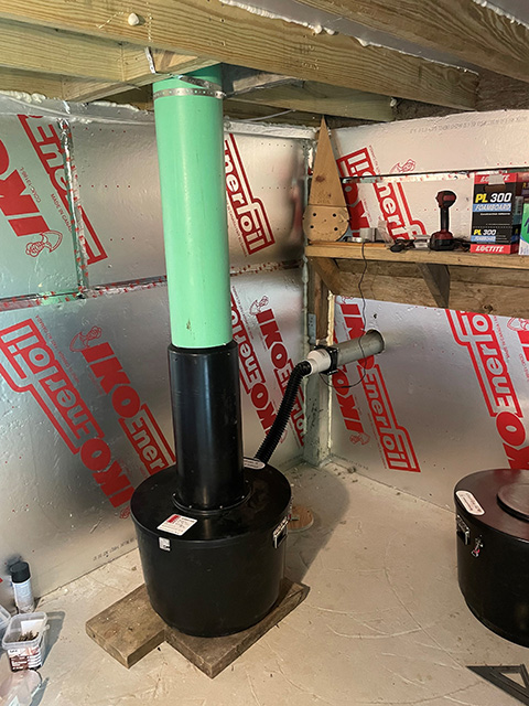composting unit underneath floor level