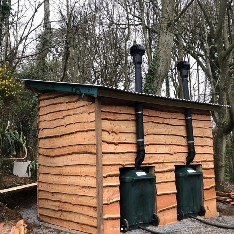 two sided outhouse from behind waterless toilet shop wts