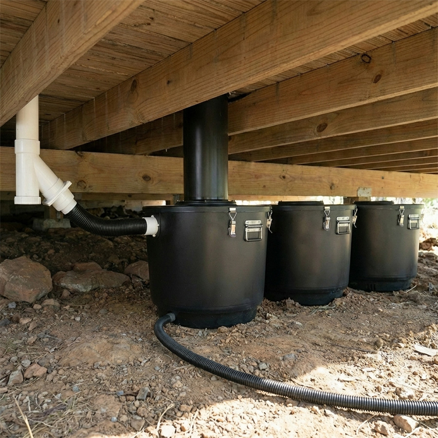 batch composting defined with GL 90 composting system under house