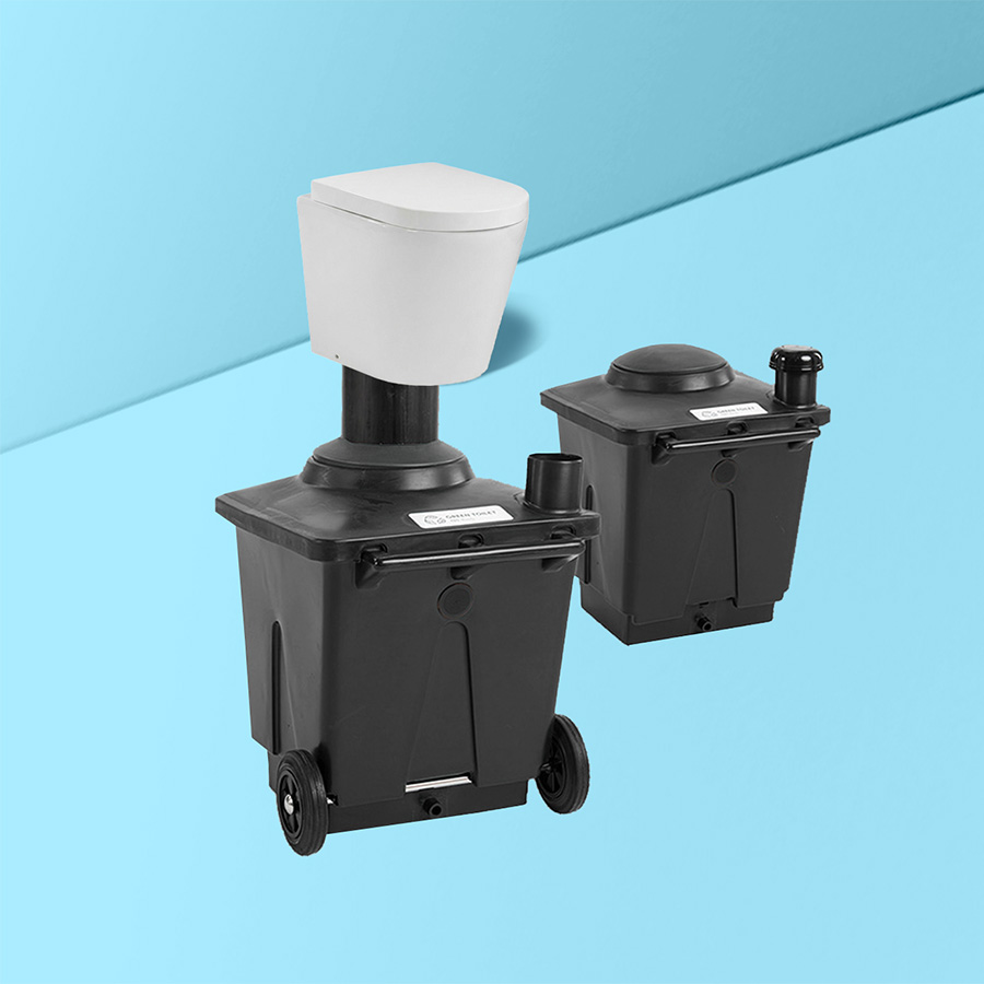Green Toilet Lux 120 Composting toilet with spare container package black bins updated