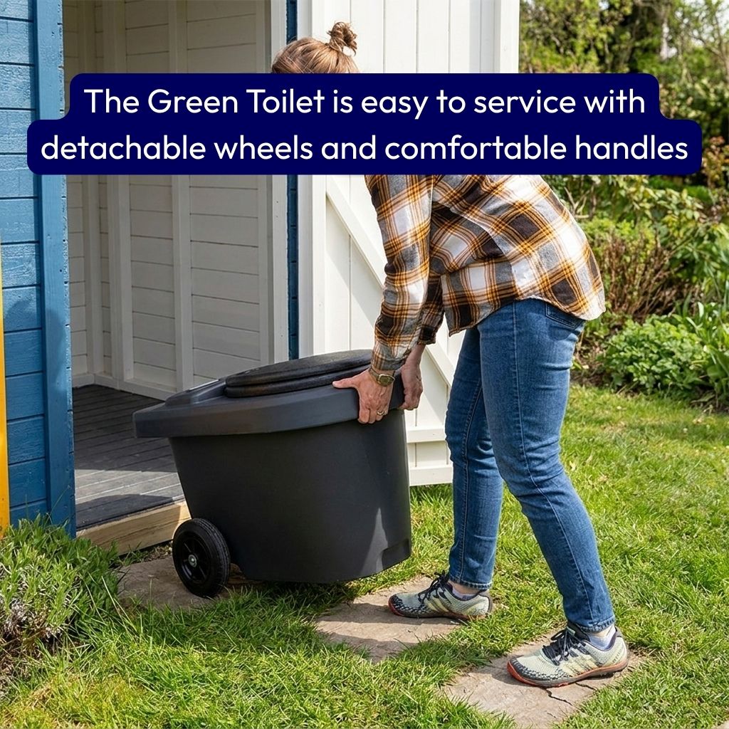 Green Toilet is easy to service with detachable wheels and comfortable handles